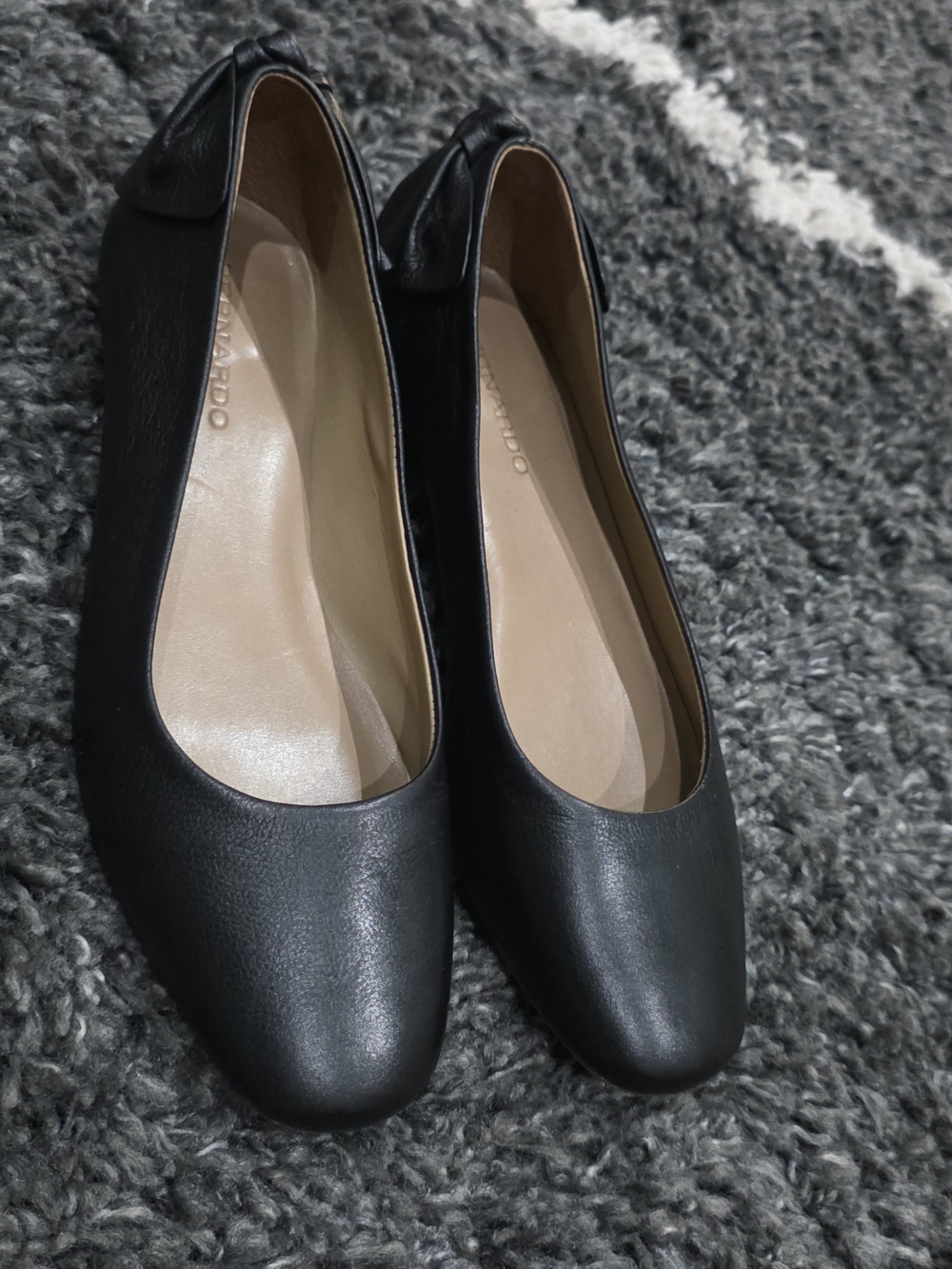 Bernardo Black Leather Ballet Flats
